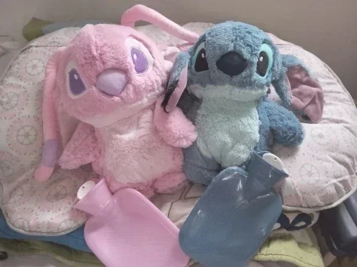 Lilo & Stitch Angel Lotus-豪華な湯たんぽ,カワイイ,ポータブル,ソフト,冬,子供向けギフト,アニメおもちゃ