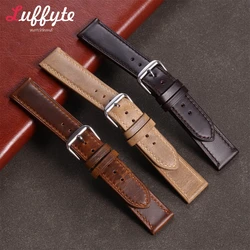 Crazy Horse Cowhide Vintage Leather Watchband 18/19/20/21/22mm Handmade Men Replacement Watch Strap