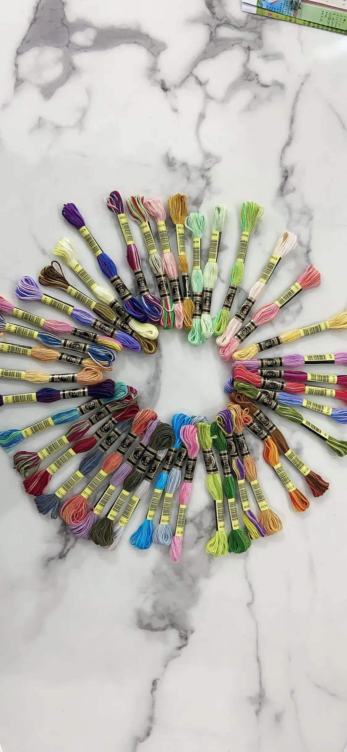 Cotton Embroidery Floss, Overdyed Cross Stitch, Color Variegated, 6 Strands, 8 m, 10 Colors per Set