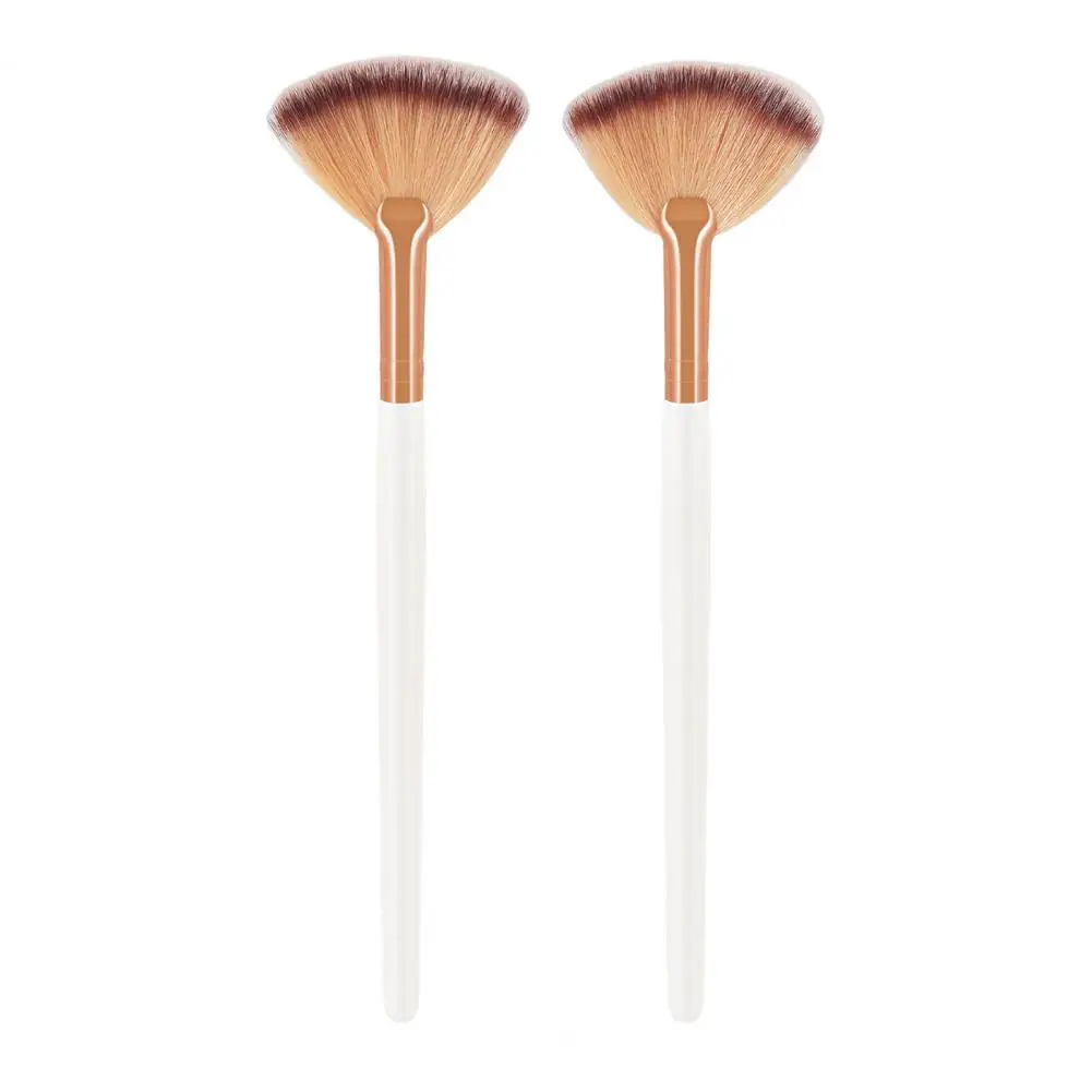 2Pcs Makeup Brush Fan Shape Strong Grasping Power Convenient Exquisite Safe Beauty Accessory Eco-friendly Masque Highlighter Nos