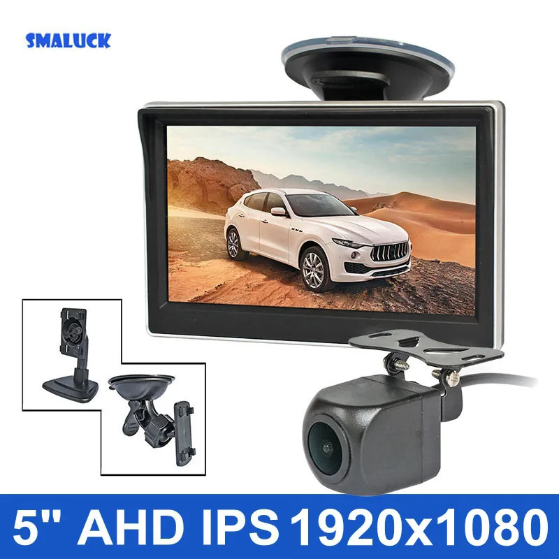 SMALUCK 5inch AHD IPS Car Monitor 1920x1080P HD 170 Degree Starlight Night Vision Backup Vehicle Reverse Car Camera