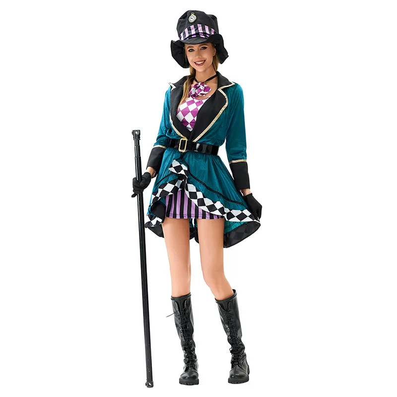 

Женский костюм для косплея на Хэллоуин, Алиса, Безумный Шляпник, фокусник, тренажер, сценический ансамбль, летнее новое поступление