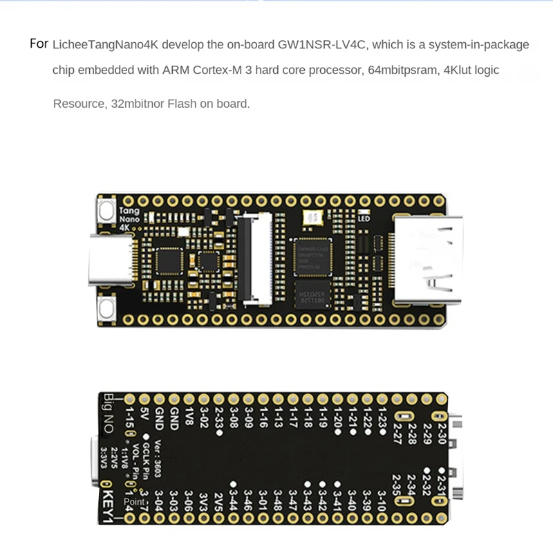 

Для Sipeed Tang Nano 4K GW1NSR-LV4C Cortex-M3 Gaoyun FPGA Goai макетная плата-совместимая + камера OV2640