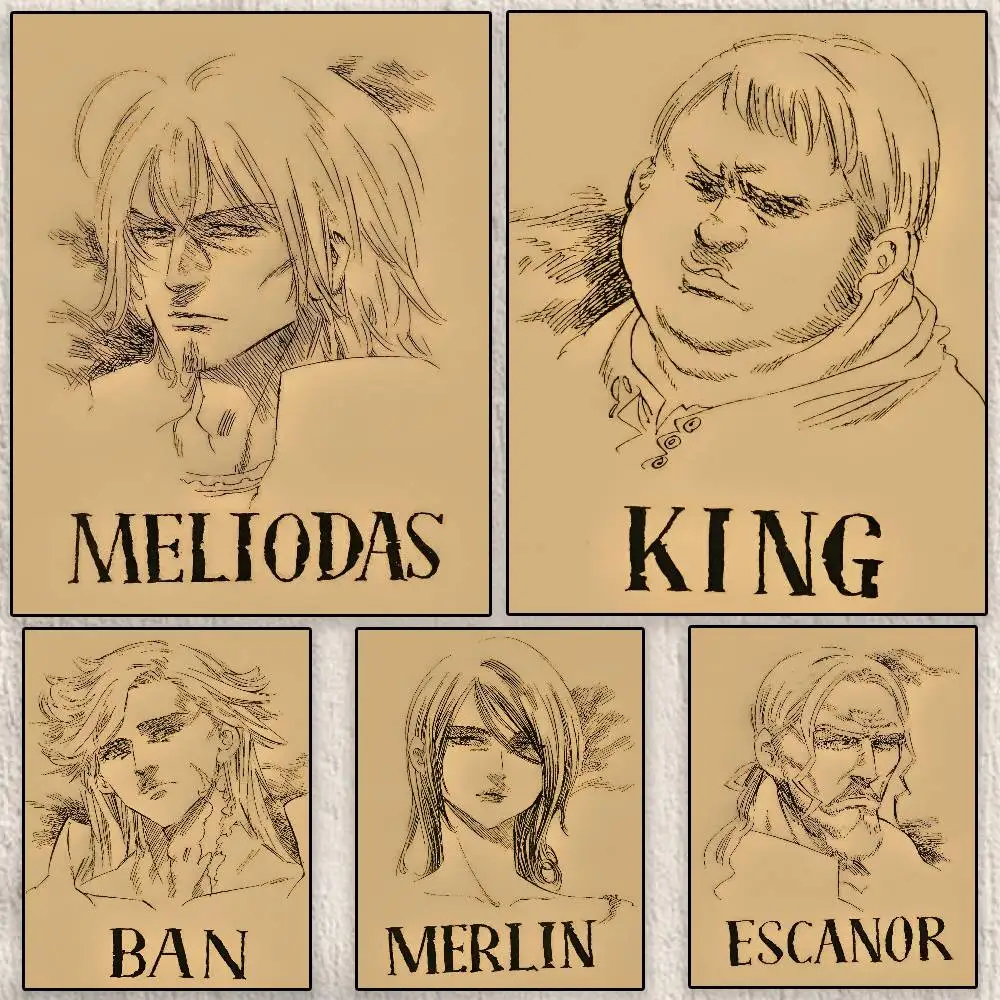 Póster de Anime The Seven D-Deadly Sins, calcomanía artística de pared HD moderna impermeable, decoración estética autoadhesiva para el hogar, sala de estar y dormitorio