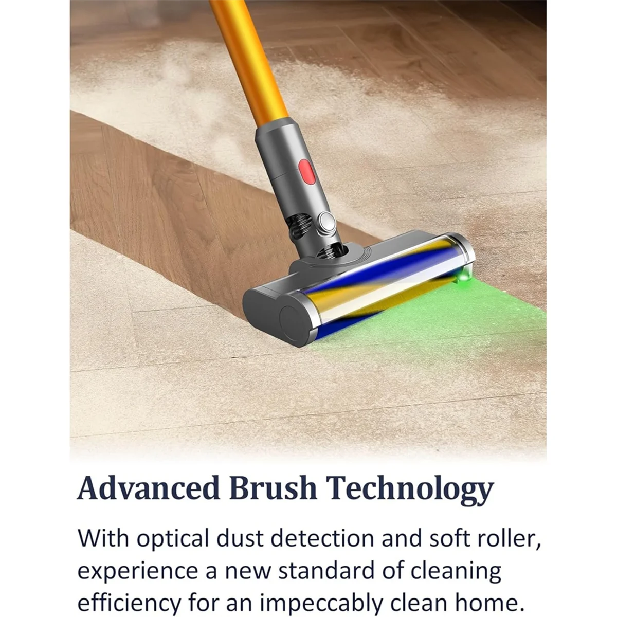 หัวแปรงไฟฟ้าสําหรับ Dyson V7 V8 V10 V11 V15 สูญญากาศสิ่งที่แนบมาหัวแปรงลูกกลิ้งหัวไฟ LED สีเขียว