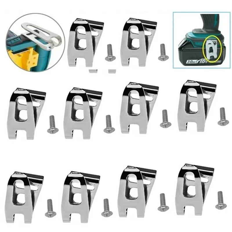 ABUH-For التدريبات اللاسلكية شنيور يعمل بالبطارية أدوات كهربائية اكسسوارات 10 قطعة حزام خطاف مشبك مجموعة مسامير الفولاذ المقاوم للصدأ #4