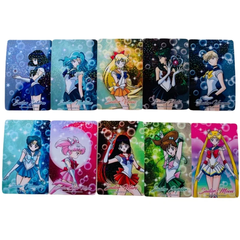 

10Pcs Sailor Moon Tsukino Usagi Uranus Laser Flash Sticker Paste Card Self Made Anime Game Characters Collection Card