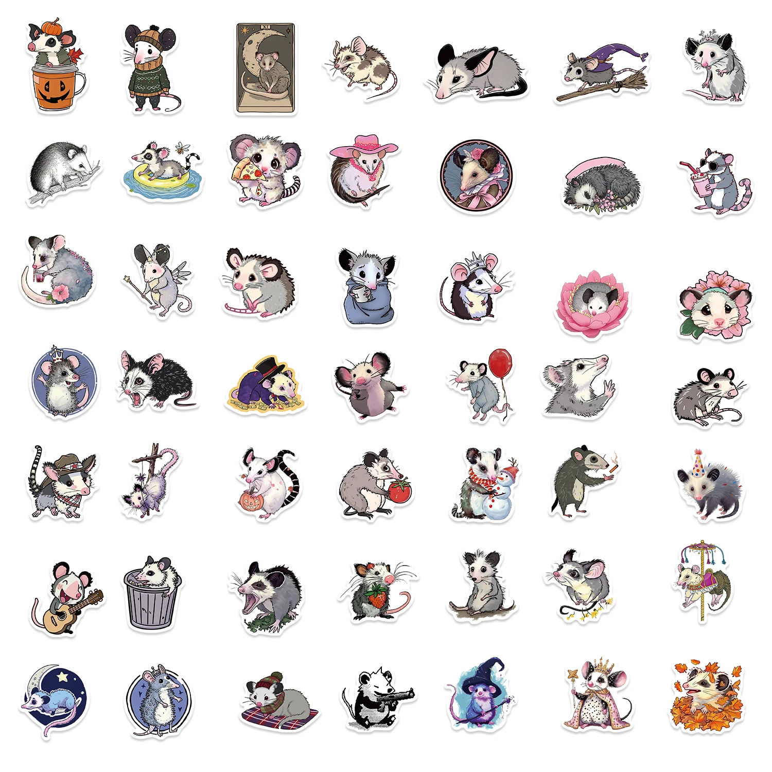 50PCS  Possum Scrapbook Stickers DIY Diary Laptop Luggage Skateboard Graffiti Decal Fun Stylish Classic Toys