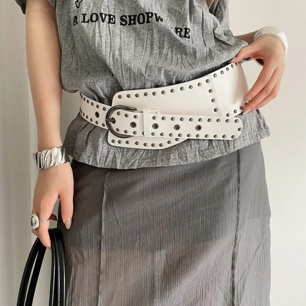 

Vintage Designer Wide Women's Belt Gothic Y2k Rivet Waist Belt Punk Style American Dress Jeans Belt Streetwear