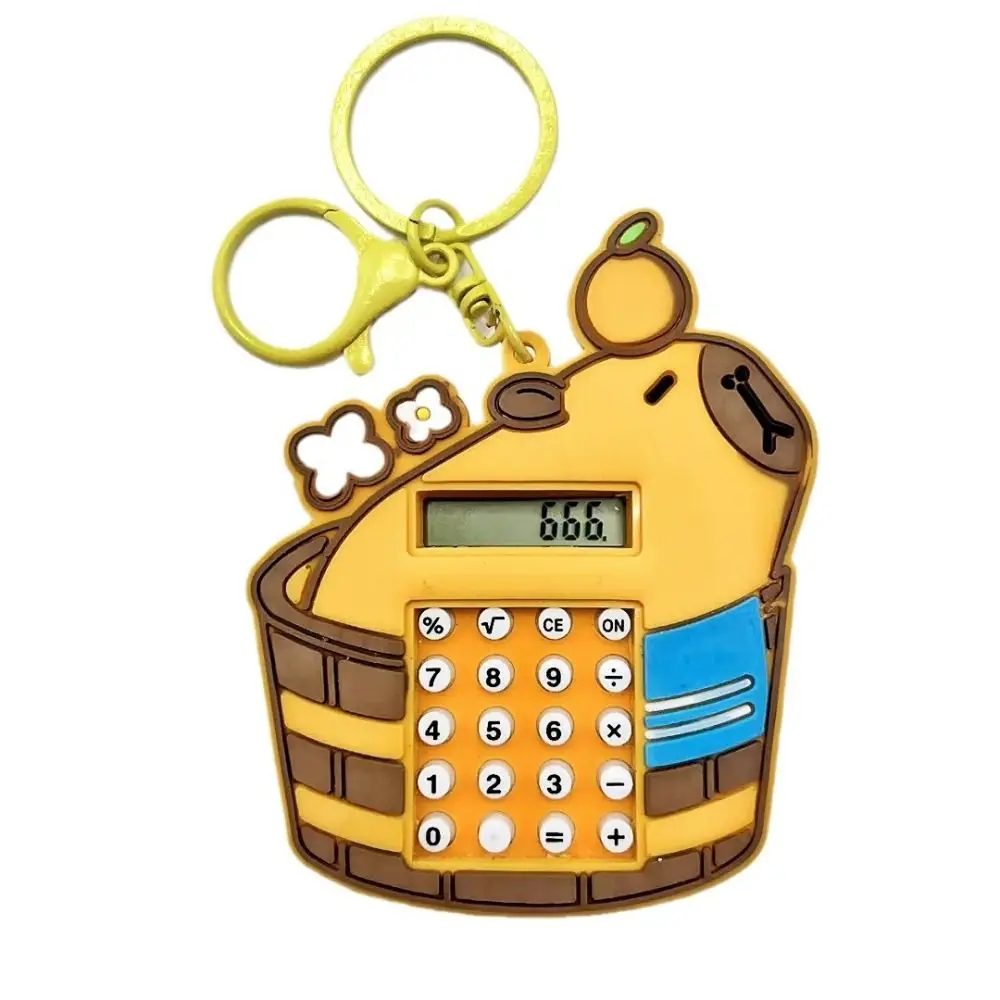 Cute Silicone Kapybara Calculator Cartoon Kapybara Little Pufferfish Calculator Stationery Keychain Pendant