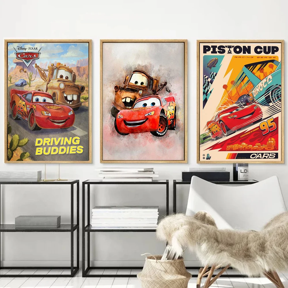 Disney Movies Cars Watercolor Graffiti Art Prints Posters Wall Decor Lightning McQueen Pop Canvas Paintings Home Room Kids Gifts