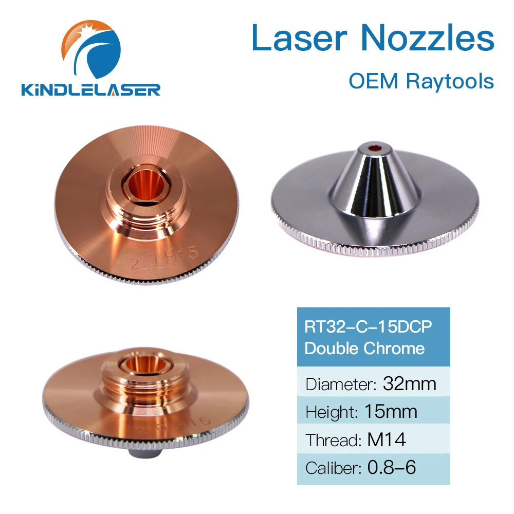 KINDLELASER Raytools C Type TQ Nozzles Dia.32mm H15mm Single/Double Layers Chrome-Plated Caliber 0.8-5.0mm For Cutting Head