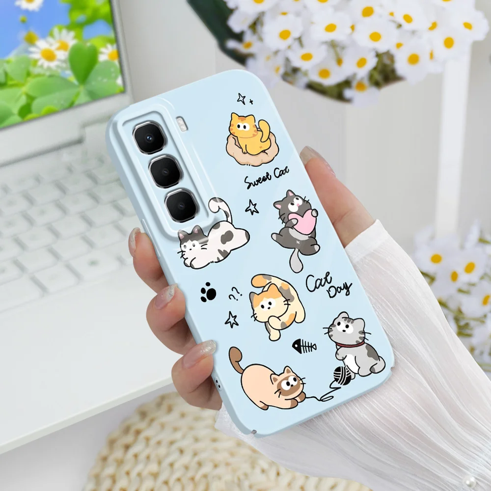 Happy Cat Phone Case For Infinix Hot 60 60I 40 30I 12 10 Note 50 30 Pro Plus Play 4G 5G Film Hard Cover - view 6
