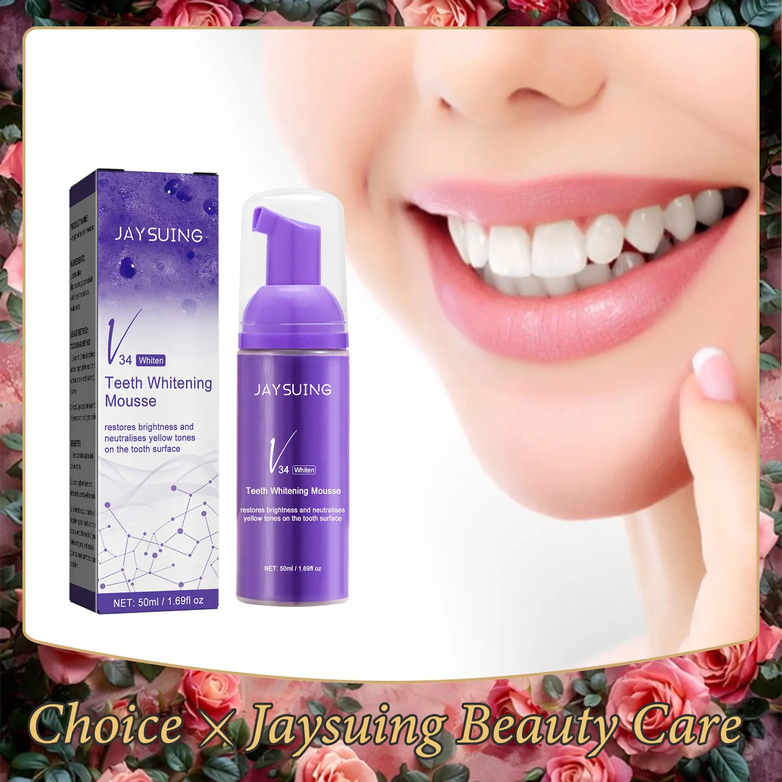 V34 Whitening Toothpaste Mousse Cleansing Yellow Teeth Stain Removing Oral Odor Fresh Breath Repair Tooth Cleaning Foam Gum Care
