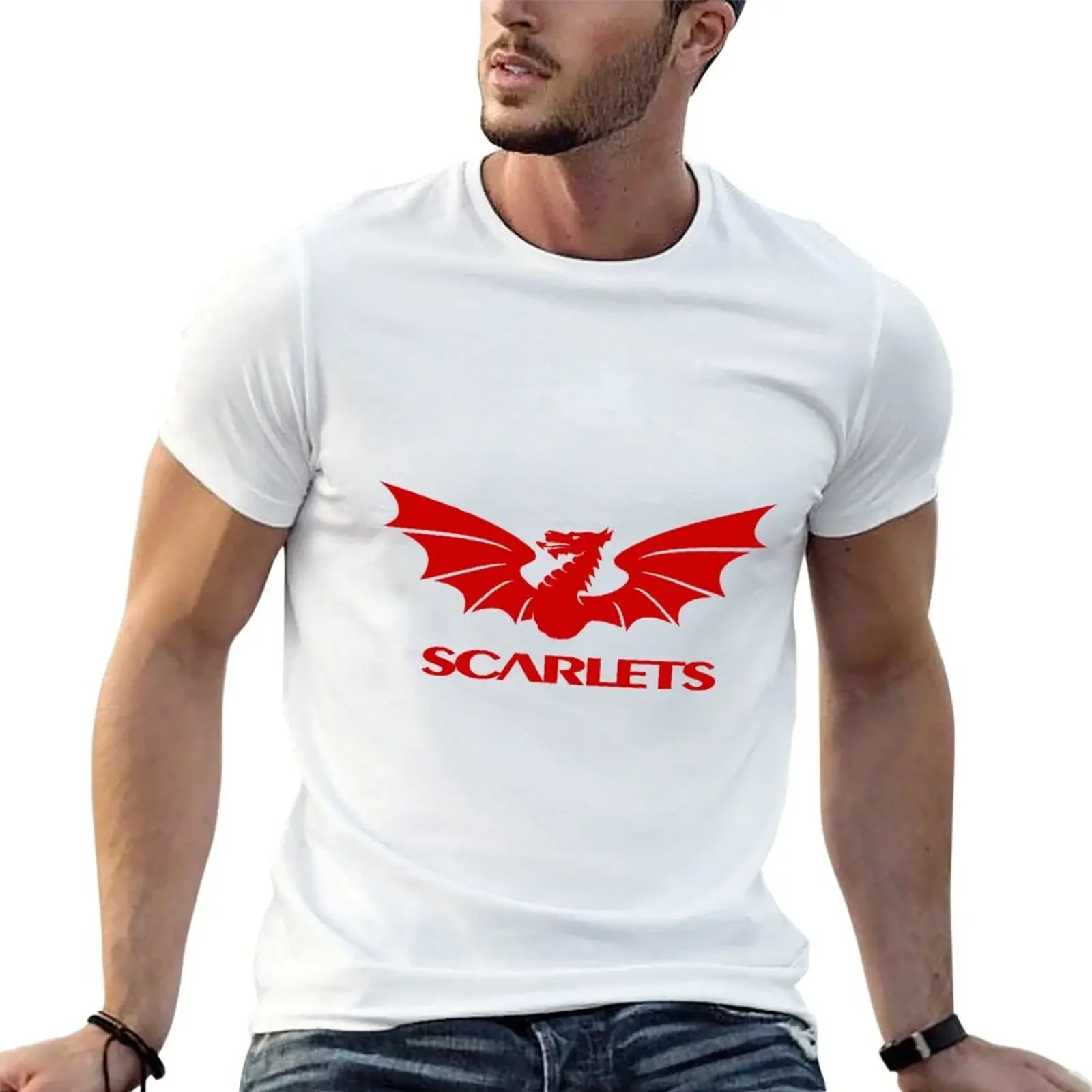 Scarlets Rugby Logo T-Shirt Man T-Shirts for Men Casual Cotton T-Shirt Man T-Shirt(4XL 5XL 6XL No Shipping)