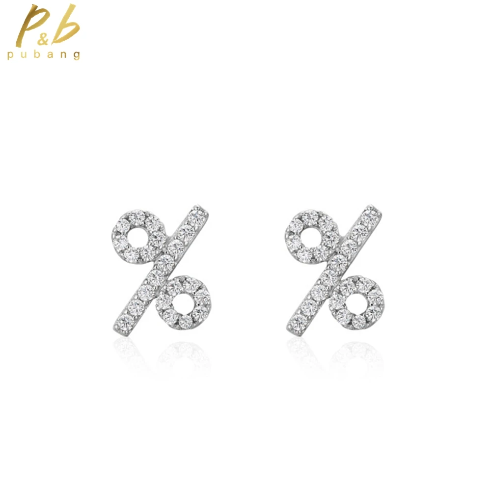 

PuBang Fine Jewelry Solid 925 Sterling Silver High Carbon Diamond Percent Stud Earrings for Women Anniversary Gift Drop Shipping