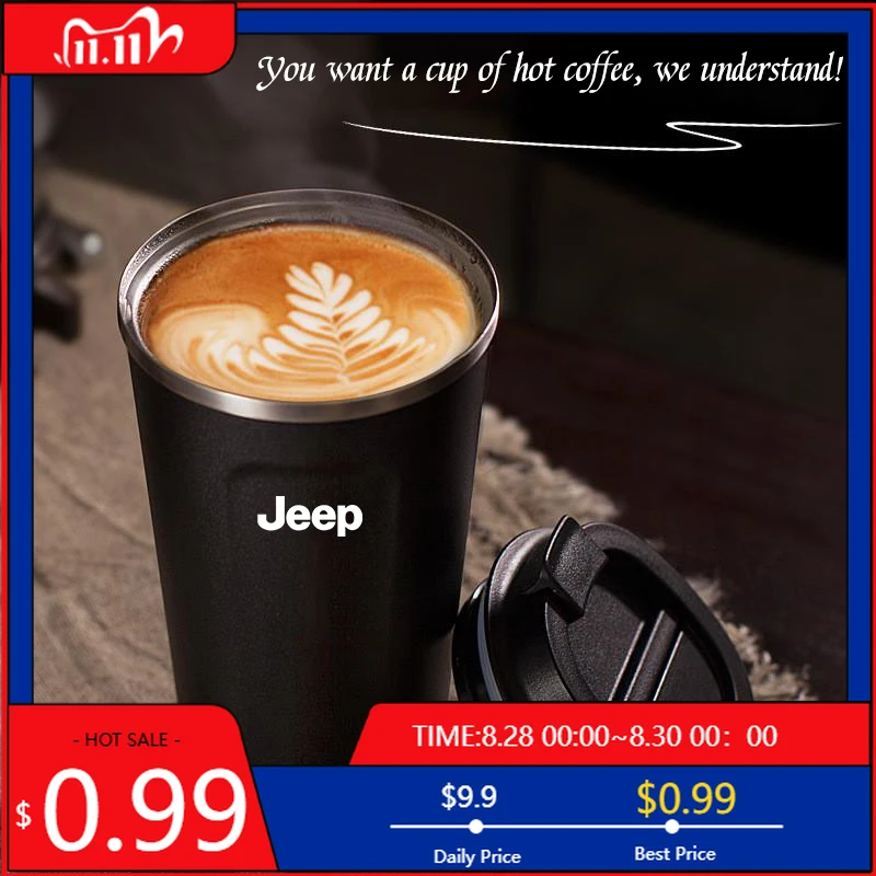 

Cup Holders 380ml Car Stainless Steel Coffee Cup Thermal Mug Accessories For Jeep Grand Cherokee Wrangler JK Gladiator Compass R