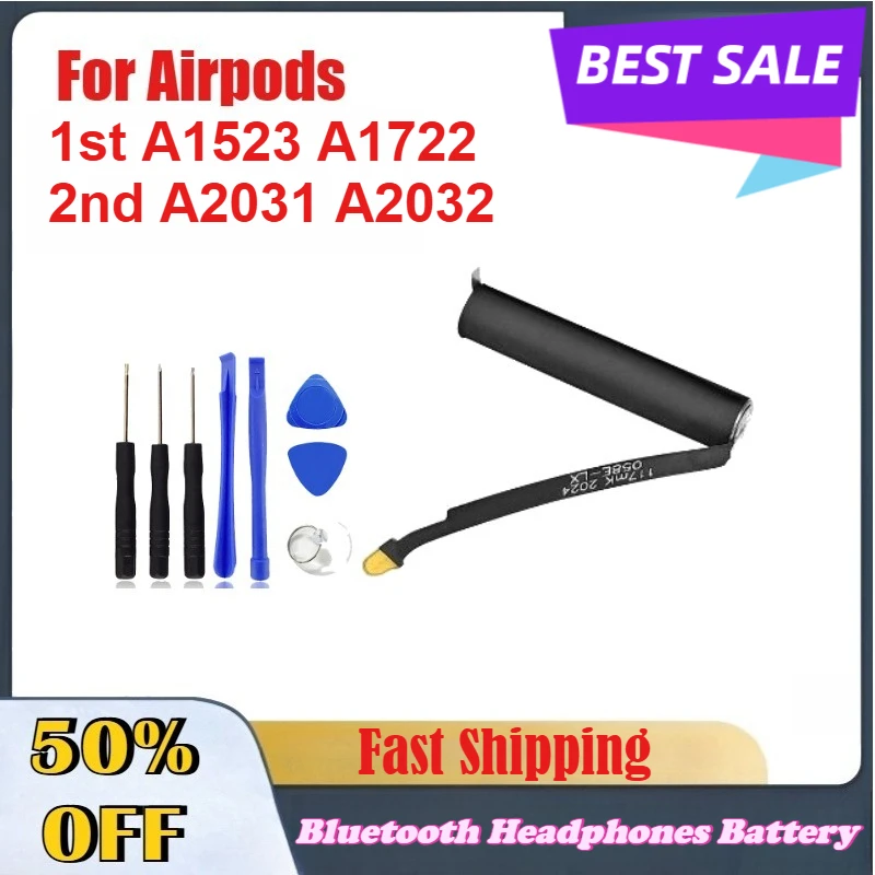 

High Quality Rechargeable Battery for Airpods 1st A1523 A1722 2nd A2031 A2032 Wireless Bluetooth Headphones Batteries
