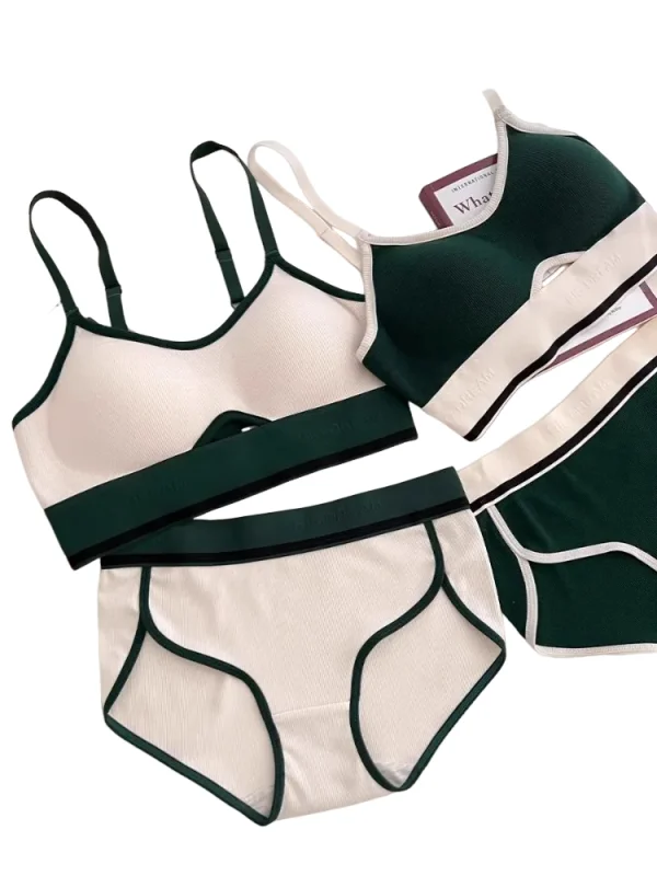 KUCLUT Seamless Sports Bralette Teens Wireless Anti-Sagging Thin Cup Small Chest Support Racerback Lightweight Bra Set  lingerie