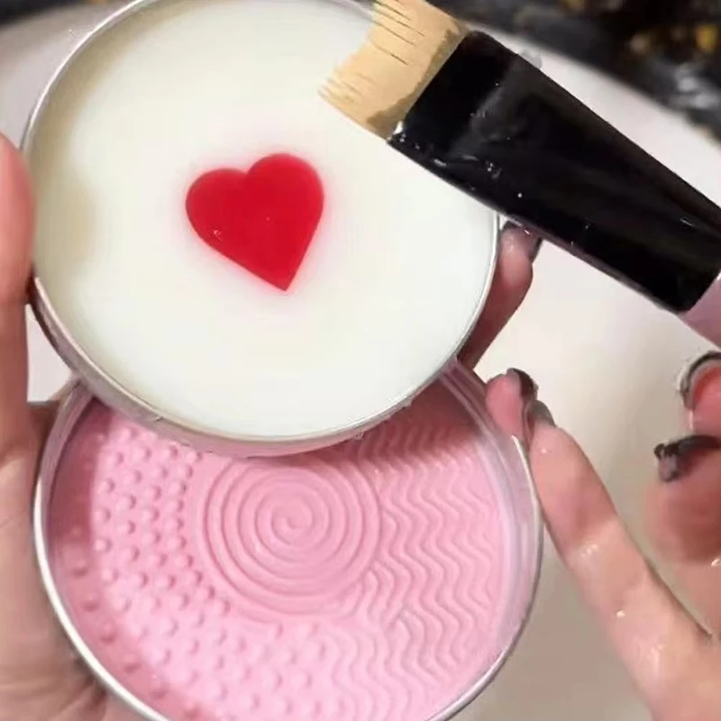 Portable Makeup Brush Soap Powder Cleaner Heart-shaped Beauty Blender Cleaning Tool Mini Handmade Essential Oil Soap Sponge Hot