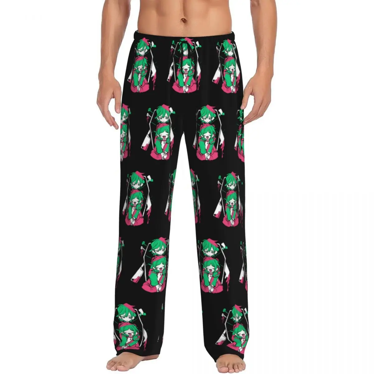 

Custom The Coffin Of Andy And Leyley Pajama Pants Men Horror Puzzle Game Sleepwear Lounge Sleep Bottoms Stretch with Pockets