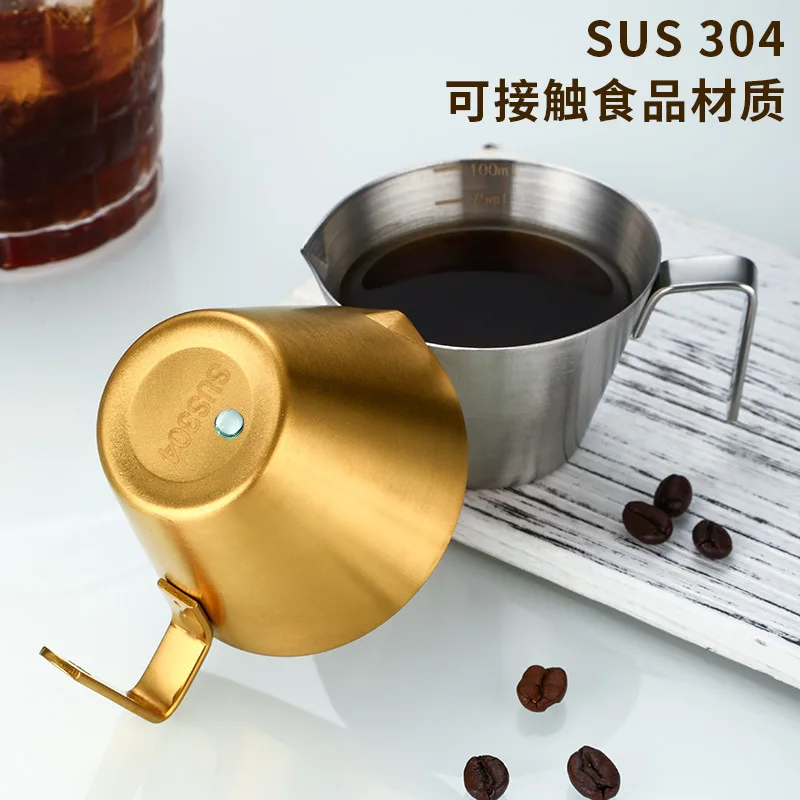 Spot 304 Stainless Steel Coffee Extraction Cup with Scale Small Milk Ang Make Cup Espresso Measuring Cup Wholesale  Mugs