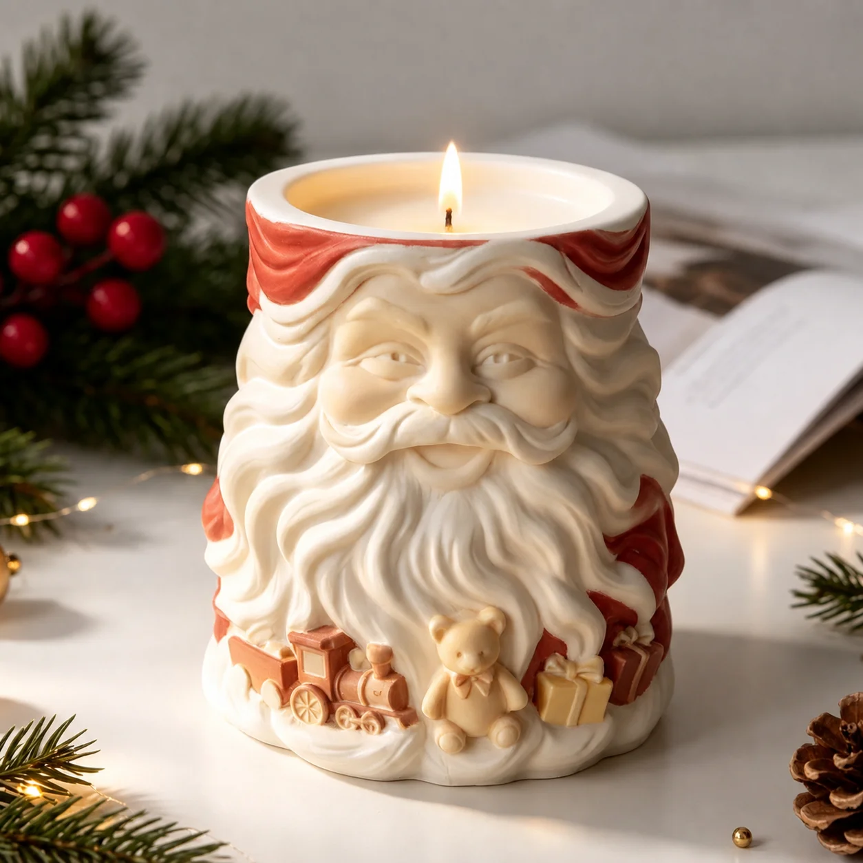 Handmade Candle Container Mold Christmas Themed Christmas Candle Mold Silicone Candle Making Mold Detailed For Commercial Gypsum