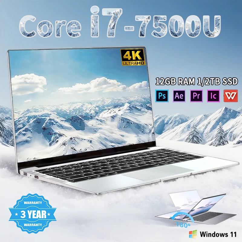 

НОВЫЙ ноутбук Core i7-7500U, 12 ГБ ОЗУ, 1/2 ТБ SSD, портативные ноутбуки, 14,1-дюймовый ноутбук с Windows 11 Por, офисные игры
