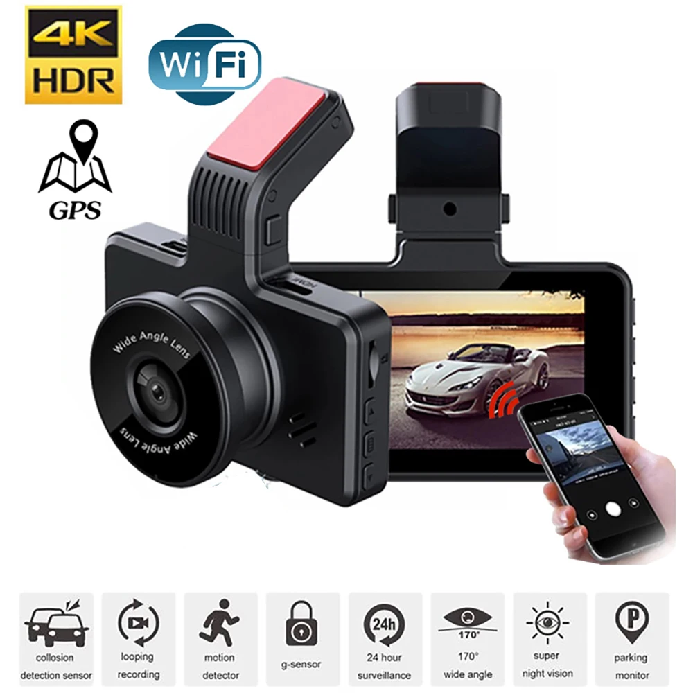 Car DVR GPS Wifi Dash Cam Reverse Car Camera 4K 2160P Video Recorder Dashcam Auto Vehicle Black Box Car Accessories Registrator