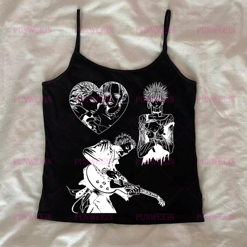 Harajuku Streetwear Japan Anime Clothes 90s Fashion Aesthetic NANA kawaii Gothic Punk Y2K style Crop Top T-shirt Short Vest Tees view 2