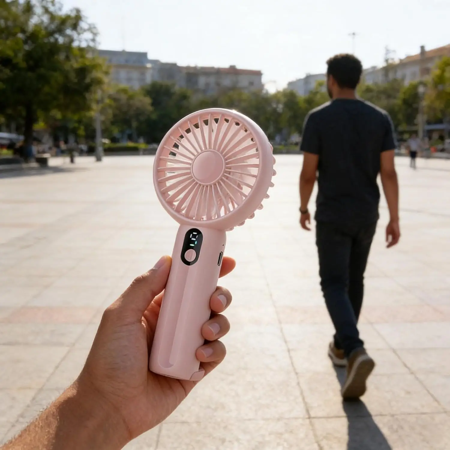 

Rechargeable Small Fan Portable Handheld Personal for Outdoor Travel Fan Mini USB Fan with Stepless Speed Control LCD Display
