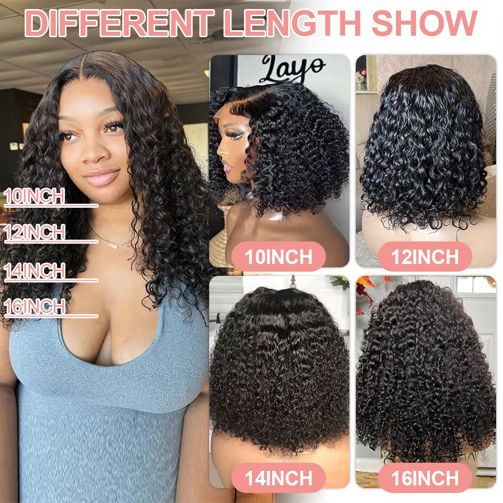 Short Curly Bob Wigs Human Hair 250% Glueless Brazilian Closure Frontal Wigs Without Glue Pre Cut Lace Wigs For Women On Sale image 5