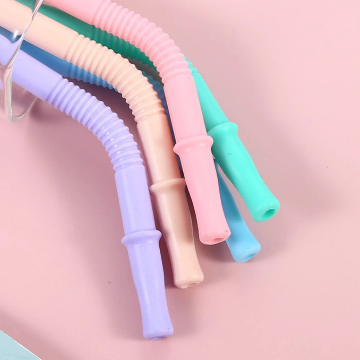 5pcs Reusable Silicone Straws For Kids With Cleaning Brush Adult Kids Cups Straws Birthday Gifts For Kids Guests 20cm