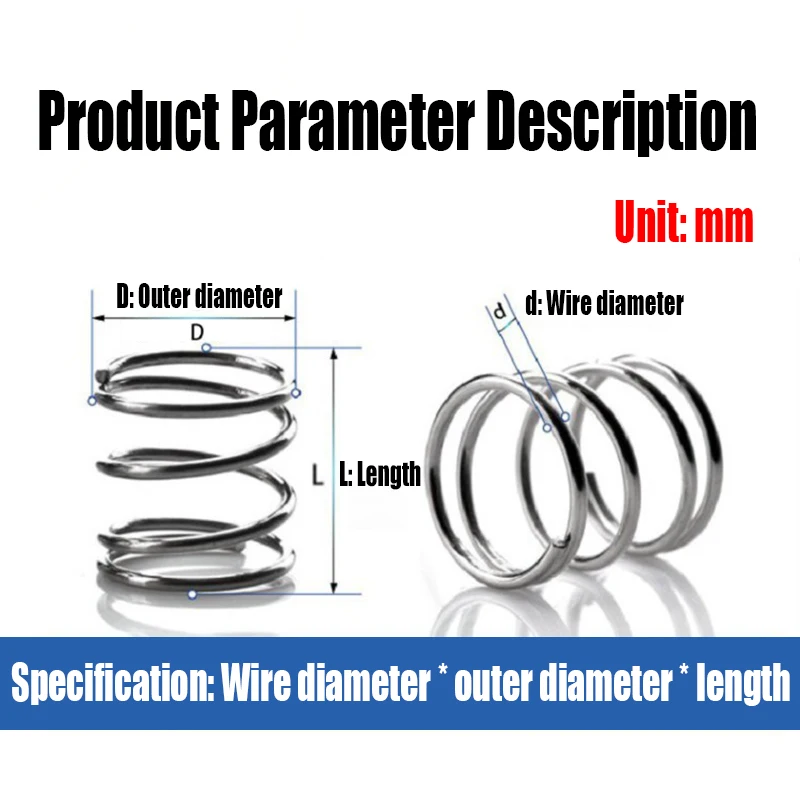 5PCS 0.6mm Wire Diameter Compression Spring Galvanized Spring Steel Return Spring 5-11mm Outside Diameter L=60-100mm