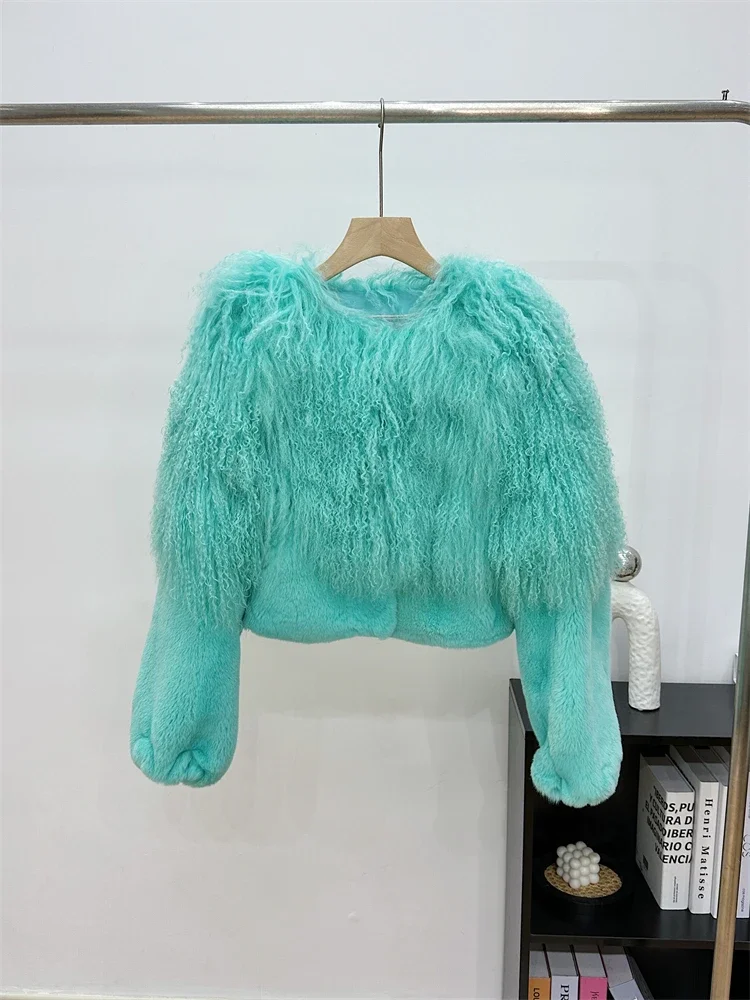 

Beach Wool Fur Coat, Women's Otter Rabbit Fur, Whole Leather, Light Luxury