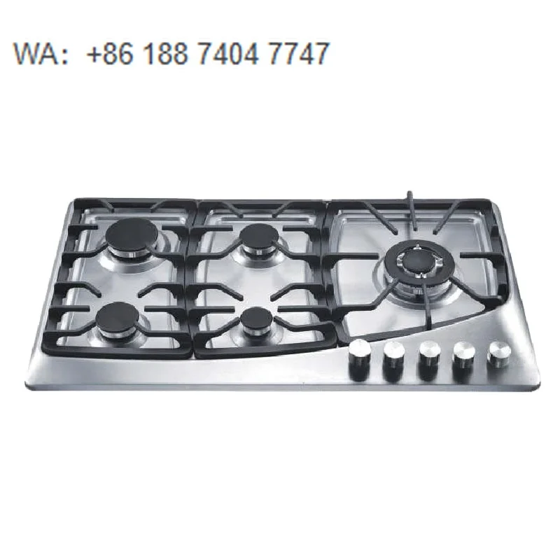 OEM ODM Commercial Built in Gas Cooker Gas Stove 900mm Five Burners SS Featuring Electronic Ignition Energy Saving