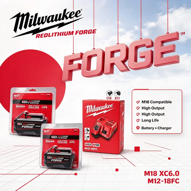 Milwaukee M18 XC6.0 FORGE Rechargeable Battery,M18FB6 48‑11‑1860 Efficiency Continuous Discharge For M18 Series Power Hand Tools