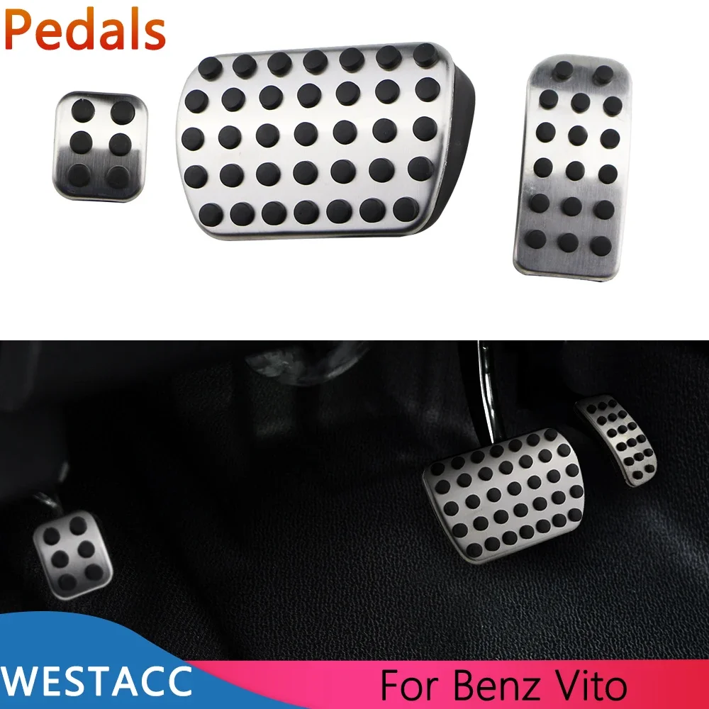 3Pcs Car Pedals Accelerator Foot Brake Pedal Cover for Mercedes Benz V Class V-Class Vito Metris Viano W639 W447 Accessories