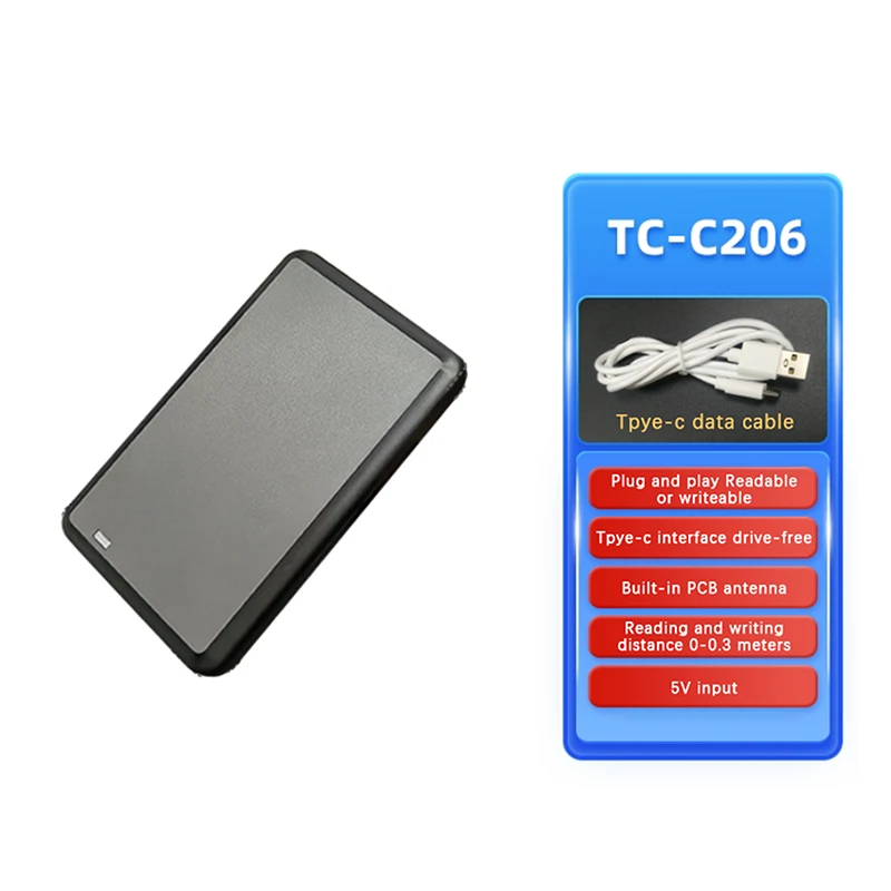 

【M】USB UHF Tag Reader ISO18000-6C 860-960mhz Driver-free Read Write HID-USB Virtual COM Output Adjustable
