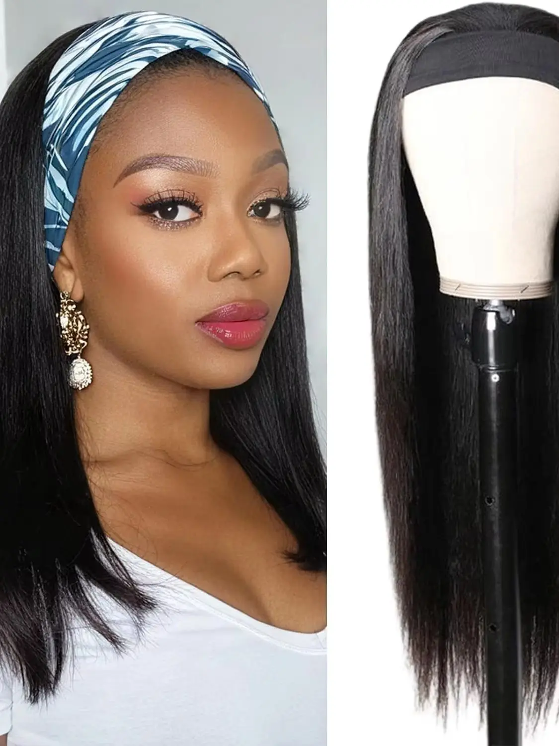 Gerade Stirnband-Perücke aus Echthaar, Halbperücken für Schwarze Frauen, Klebefreie Body Deep Wave Perücke, Brasilianisches Jungfrauenhaar, Maschinell Gefertigt
