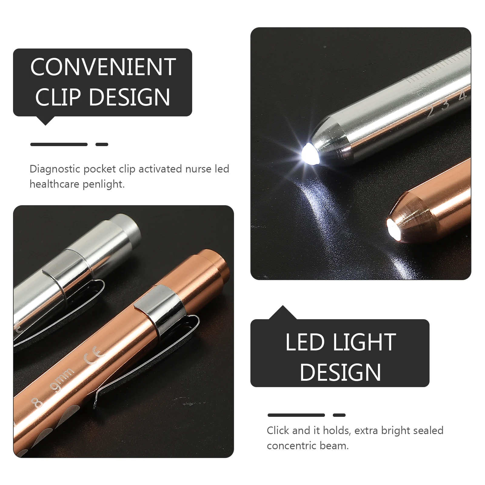 

3pcs LED Penlights Warm White 13 5cm Nurse Healthcare Flashlight Reusable Home Use Powered Portable Lighting