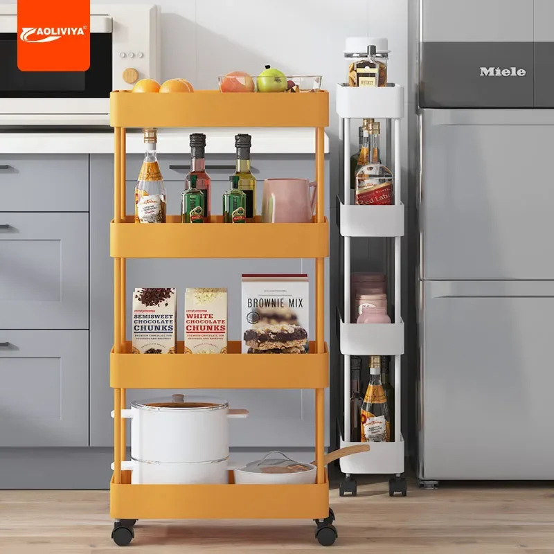 

Aoliviya Movable Slit Frame Trolley with Wheels Layered Rack Kitchen Supplies Household Complete Collection Floor Gap Storage Ra