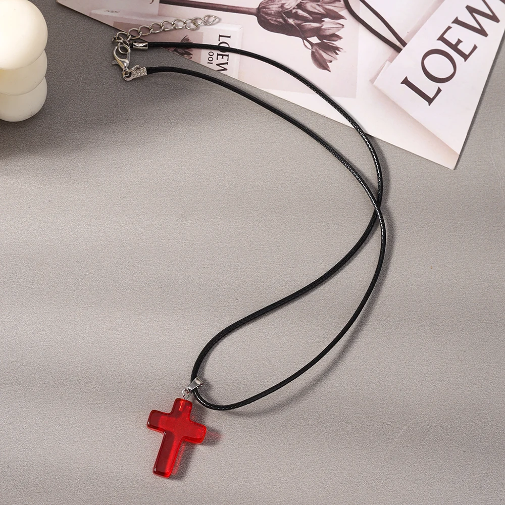 Aihua Neue Koreanische Mode Mond-Polaris-Stern-Anhänger Halskette für Damen und Herren Schwarze Seilkette Choker Y2k Party Schmuck Geschenke – Detail 5