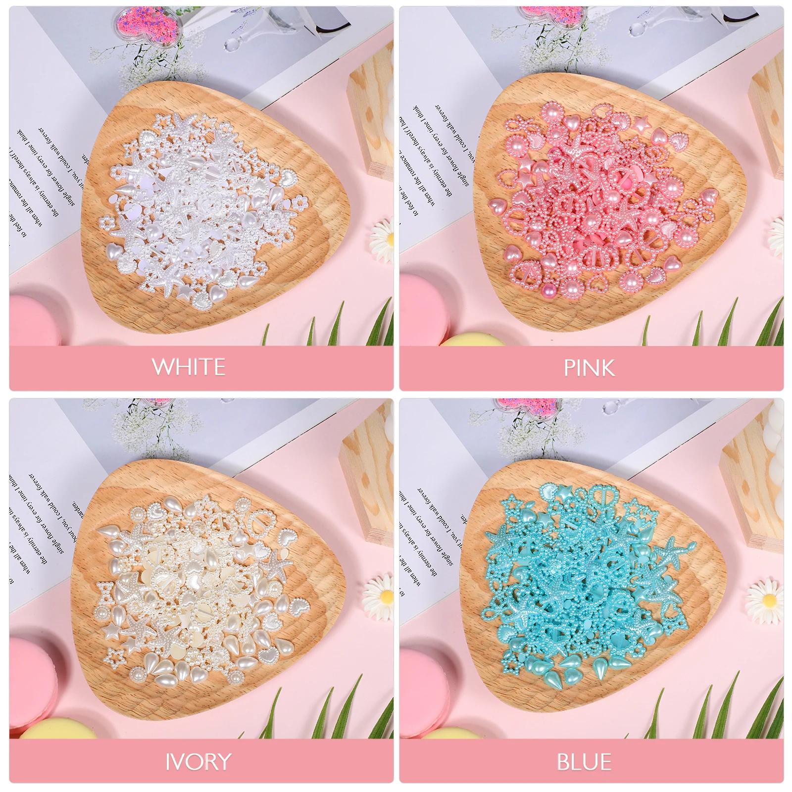 

Nail Charms Heart Bowknot Star Beads Bright 3D Plastic Decorations For Diy Crafts Accessories Handmade Ornaments Nail