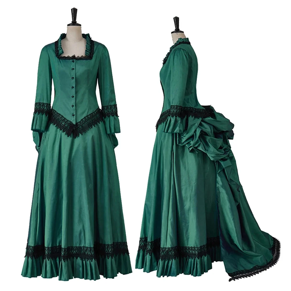 

Victorian Renaissance Green Long Skirt Suit Women Masquerade Ball Gown Theater Stage Performance Dress Custom Made