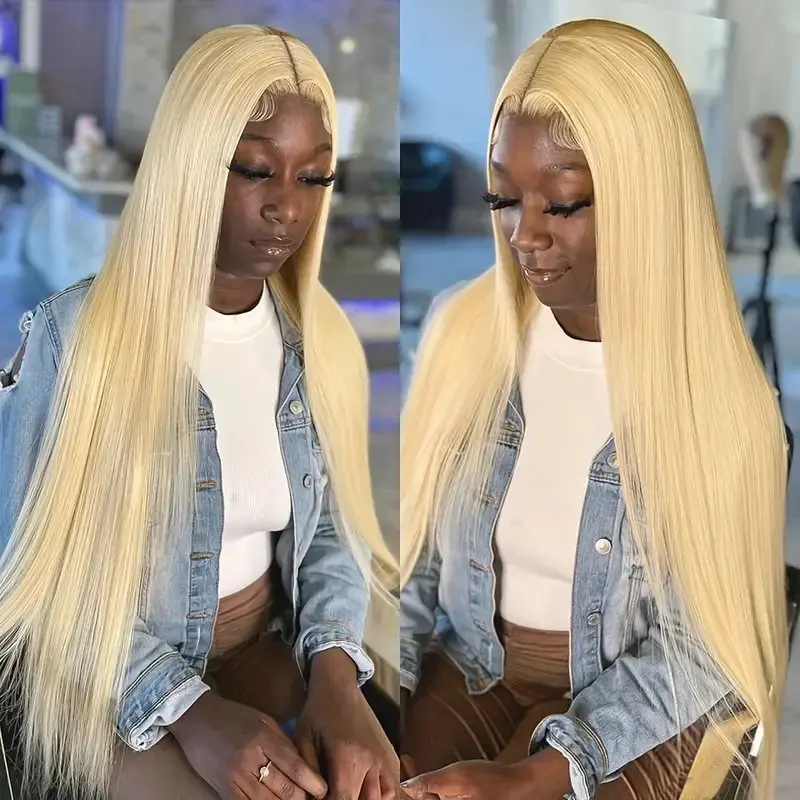 Rosabeauty 13x4 Blonde 613 HD Transparent Straight Lace Front Human Hair Wigs Glueless 13X6 Frontal Wig Preplucked 250% 40Inch