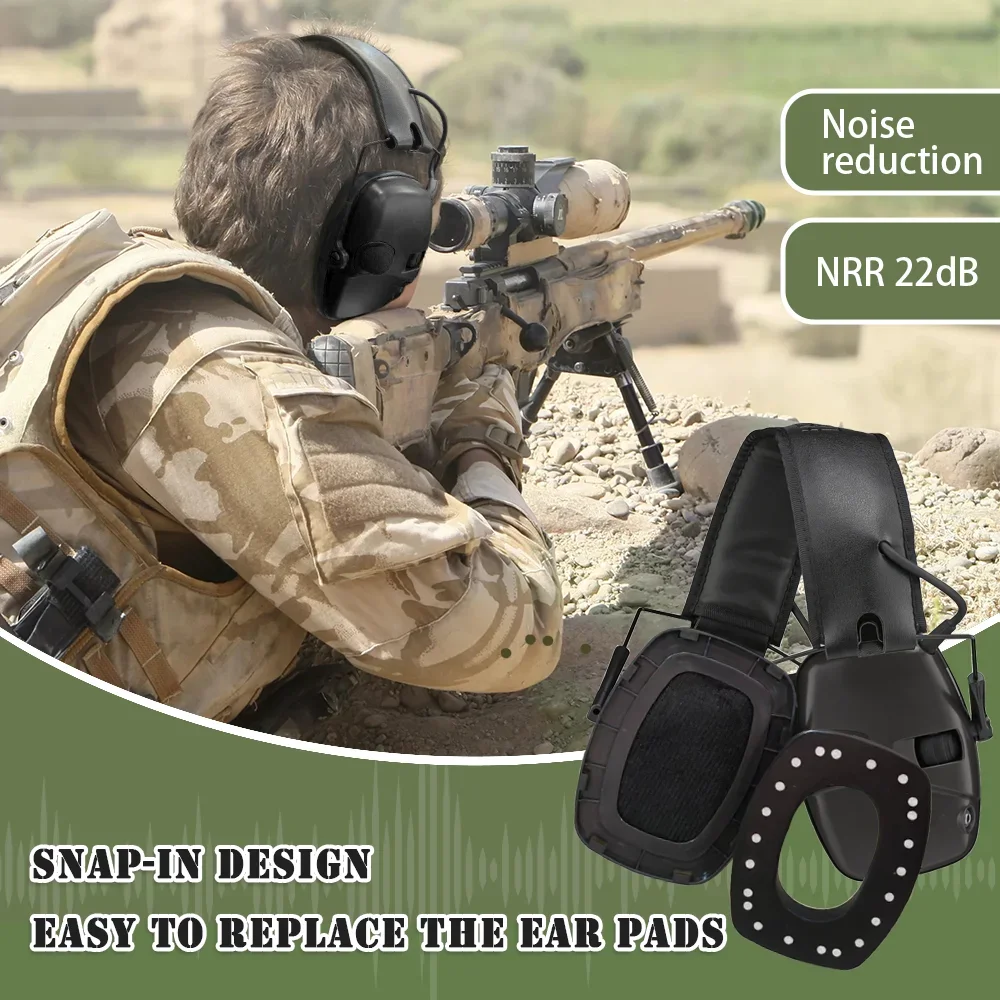 ZOHAN Electronic Shooting Earmuffs Sound Amplification Anti-noise Foldable Hearing Protection Tactical Hunting Shooting Earmuffs