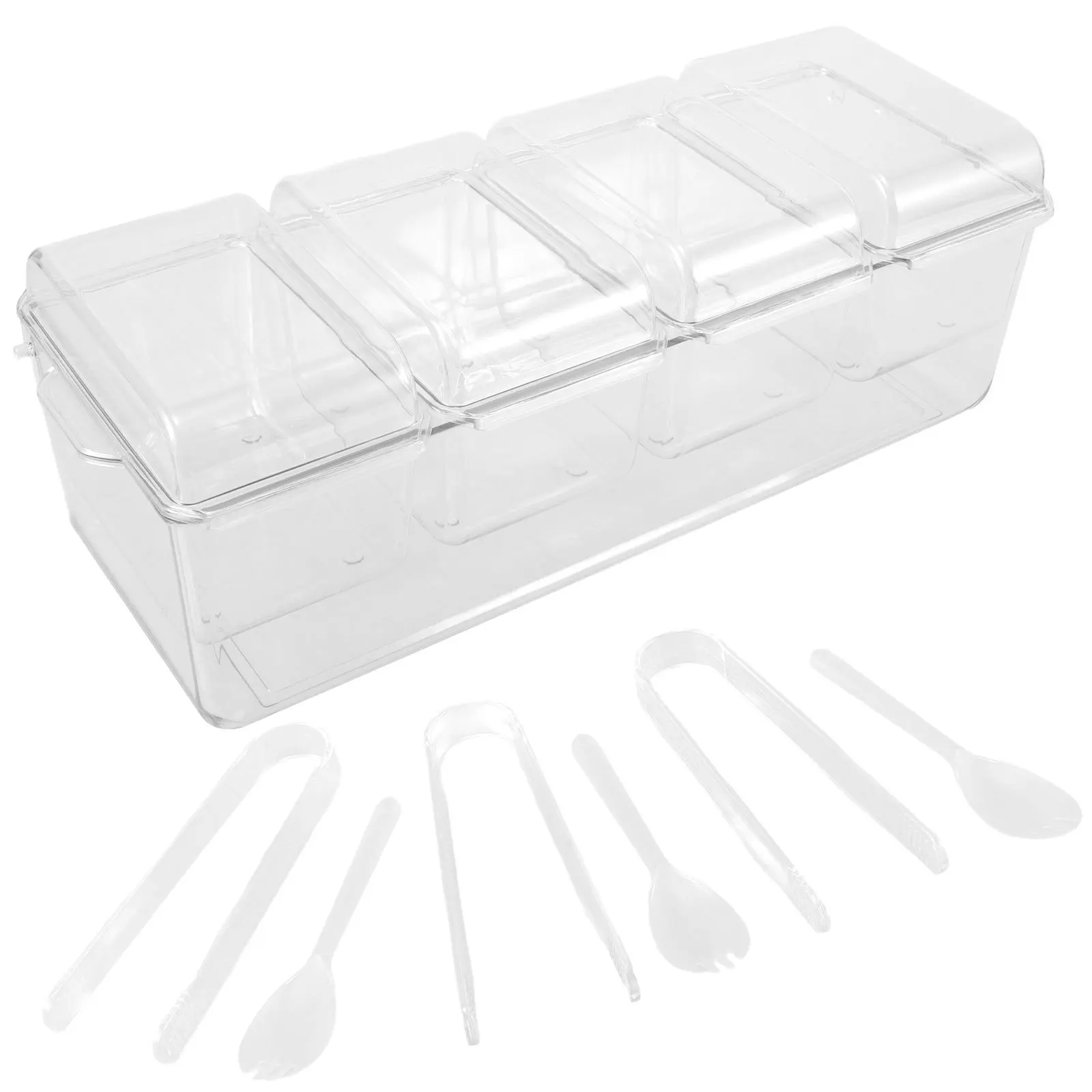 

1Set Ice Chilled Fruit Container Organizer Chilled Condiment Server Detachable Large Capacity Transparent Divided Snack Tray