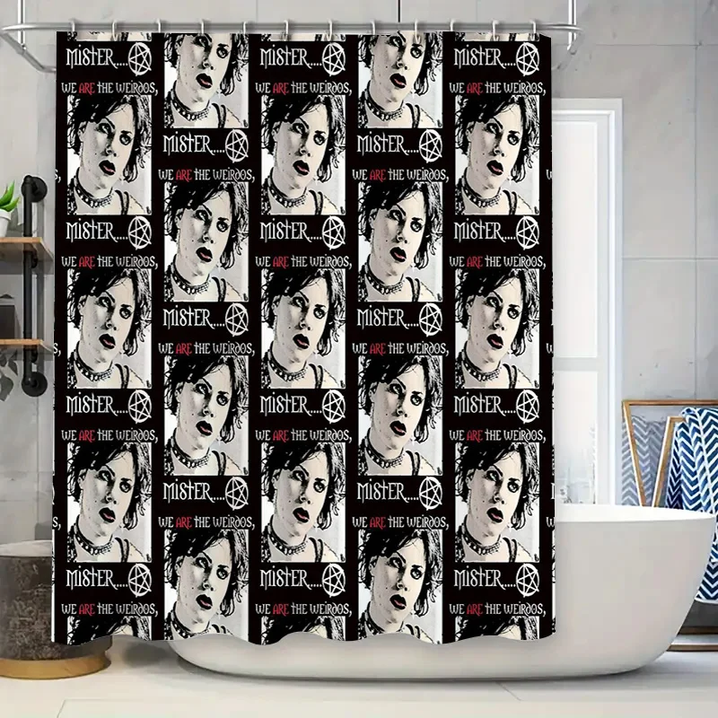 

Vintage Gothic Horror Movie Shower Curtain Spooky Skull Blackout Bathroom Decor Halloween Party Supplies