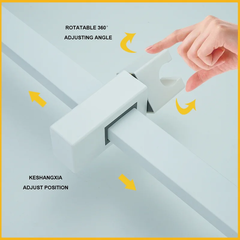 Wall-Mounted Stainless Steel Shower Lift Rod Adjustable Slide Set Brass Rectangular Handheld Spray Head Simple White